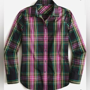 J. Crew Slim-fit shirt pink Stewart tartan stripe women’s button down preppy 16